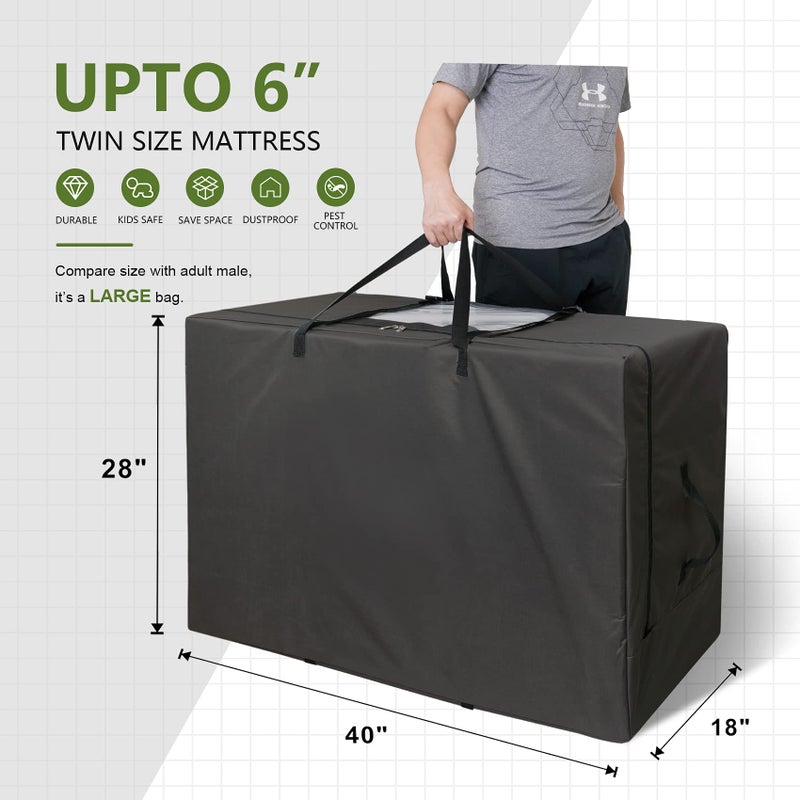Cuddly Nest Folding Mattress Storage Bag - Heavy Duty Carry Case for Tri-Fold Guest Bed (Fits 6" Twin & Twin XL Mattress,Black) - Image 3